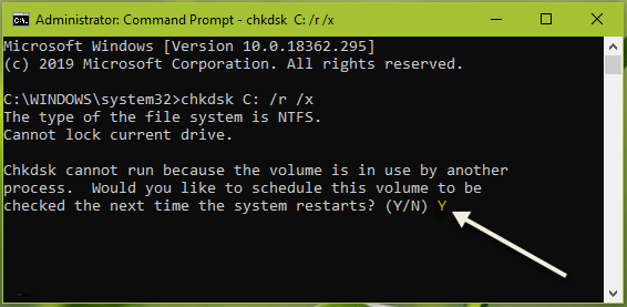 CHKDSK Cannot Run Because the Volume is in Use