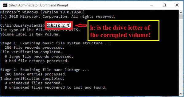 Repair SD card with CHKDSK