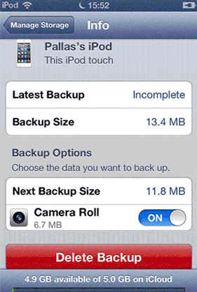 delete icloud backup ios