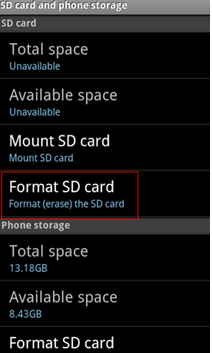 format sd card