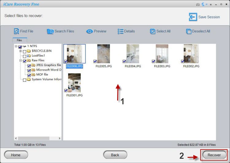 Step 3 to recover data from a micro SD card