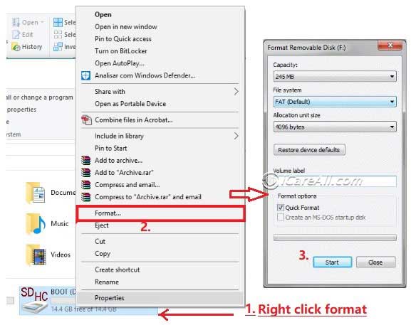 Format the SD card on Windows